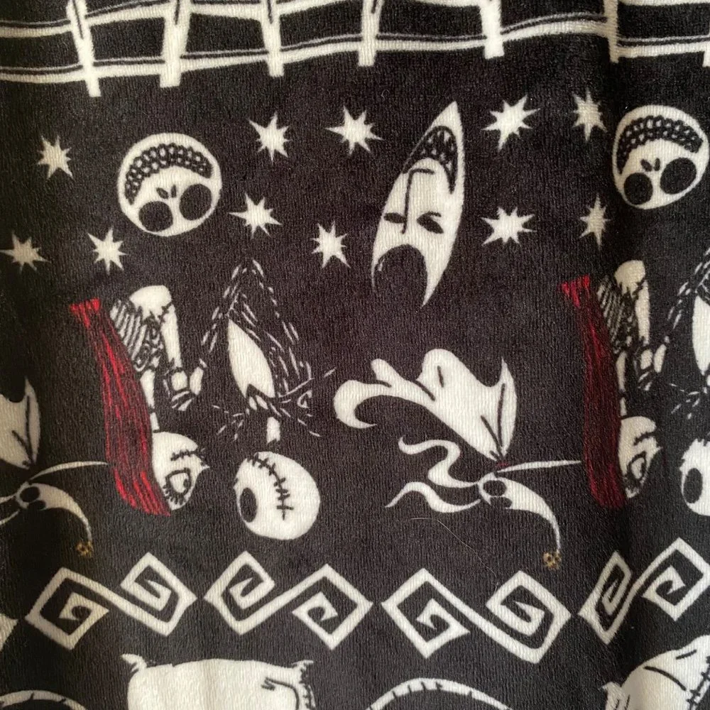 Disney Tim Burton Nightmare Before Christmas black pajama pj microfleece M 8-10 - Picture 4 of 8